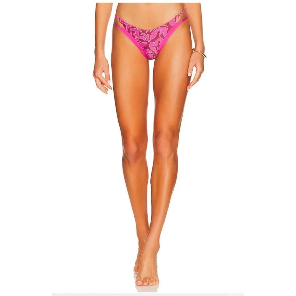 LSpace Pink Printed Bikini Bottoms Womens Size L